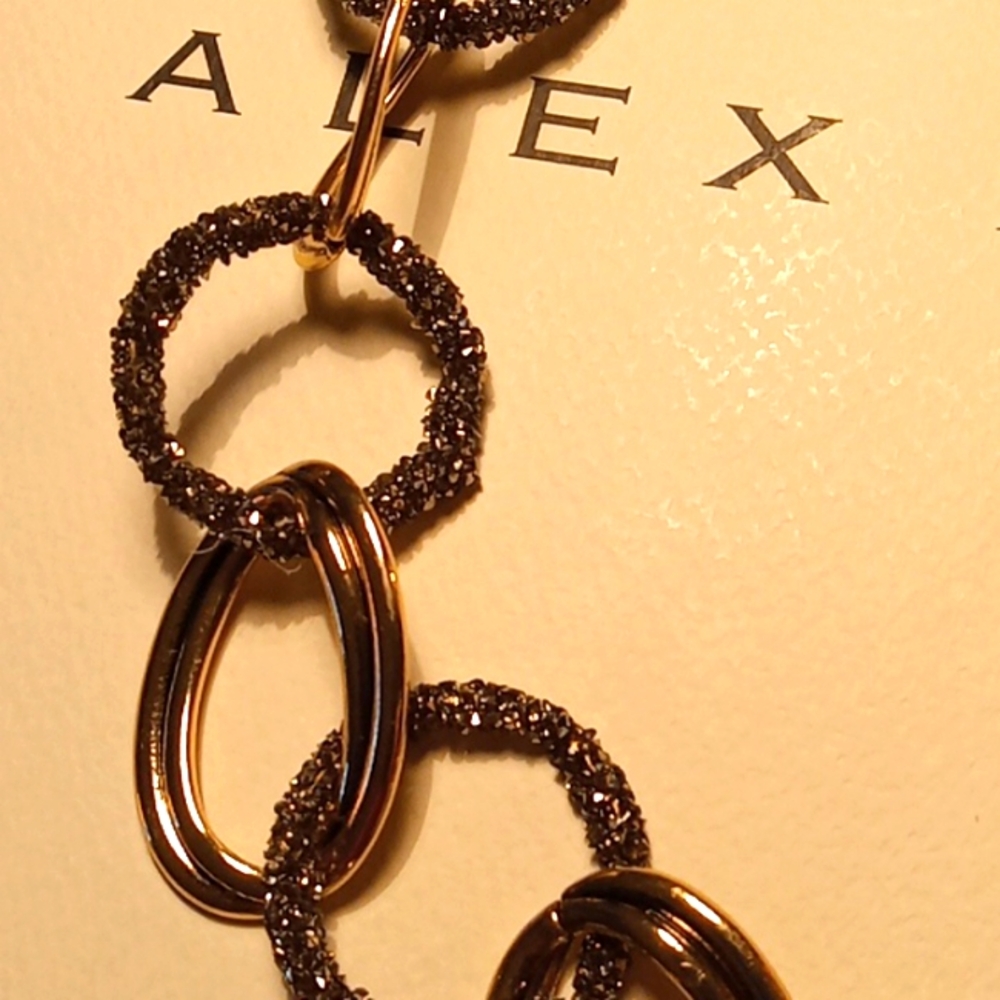 Large Gold & Black Glitter Link Chain Necklace